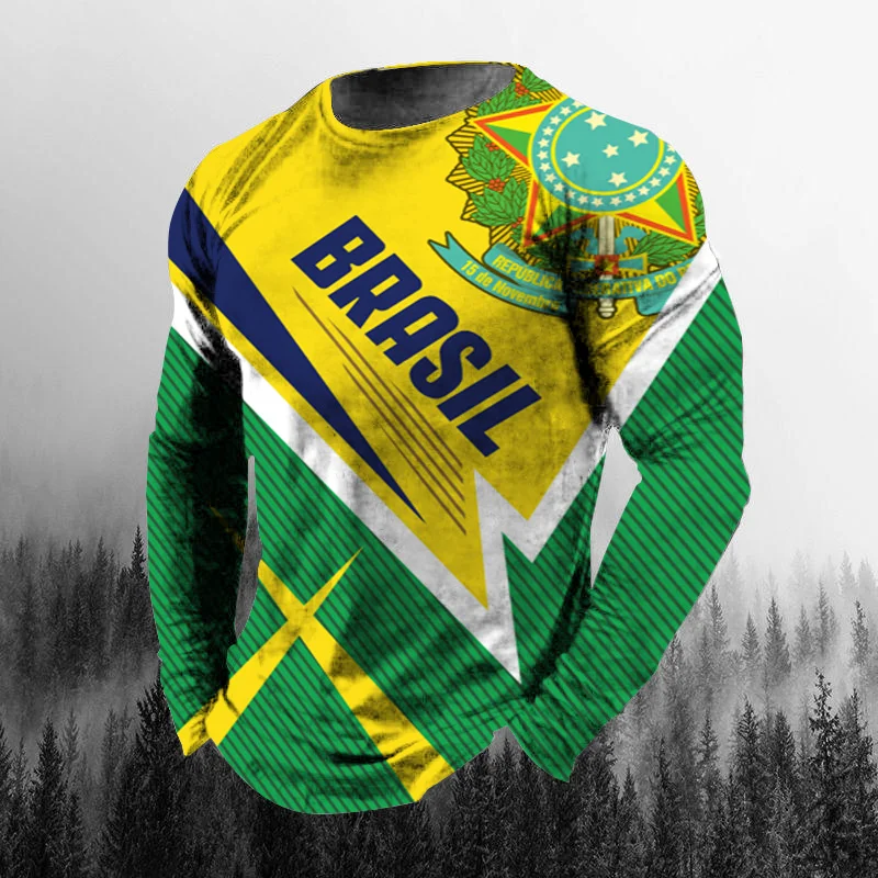 Vintage Outdoor Fashion - Vintage Brazilian Flag 3D Print Autumn