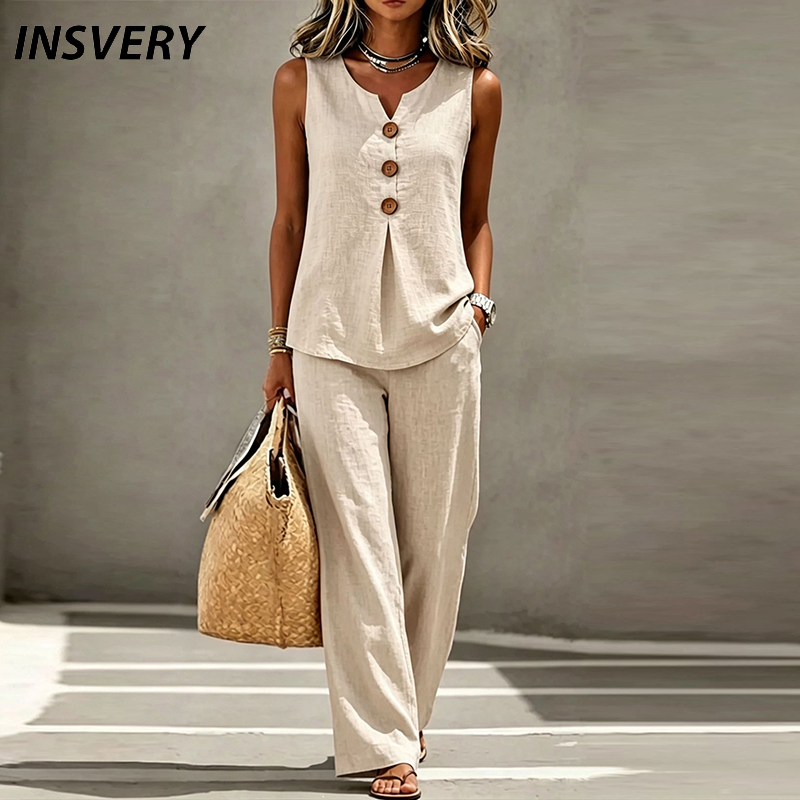 Vintage Fashion Jersey - Summer Sleeveless V Neck Button Vest