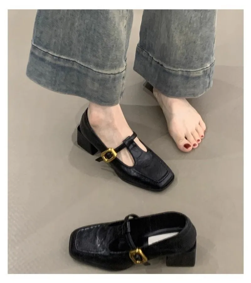 Women Square Toe T-Strap Mary  - Vintage Fashion Dresses review and price