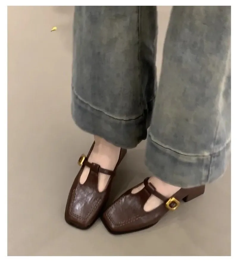 Women Square Toe T-Strap Mary  - Vintage Fashion Dresses review and price