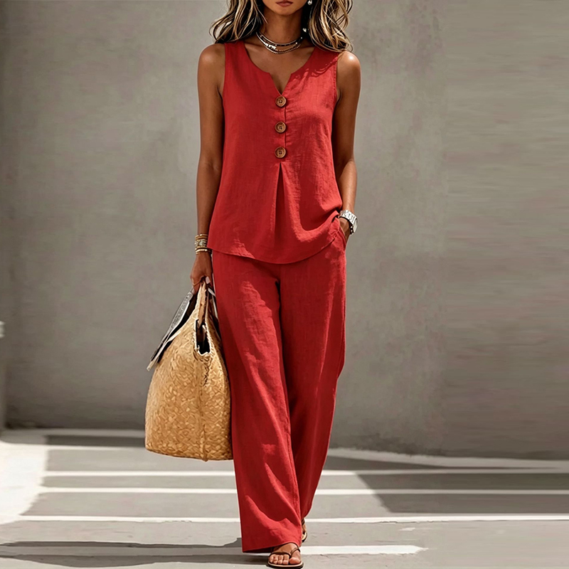 Summer Sleeveless V Neck Butto - Vintage Fashion Jersey review and price